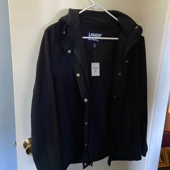 Lands' End Jackets & Coats Nwt Black Lands End Full Zipper Hooded